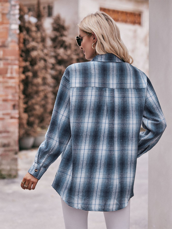 Women's Casual Fashion Oversize Loose Plaid Shirt