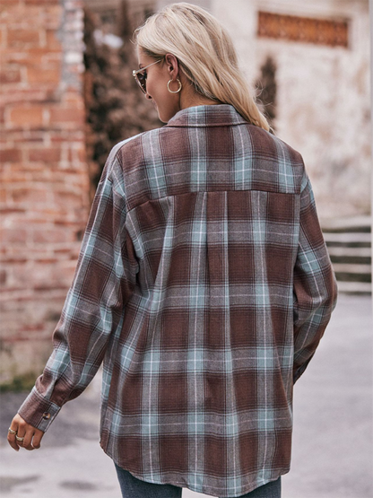 Women's Casual Fashion Oversize Loose Plaid Shirt