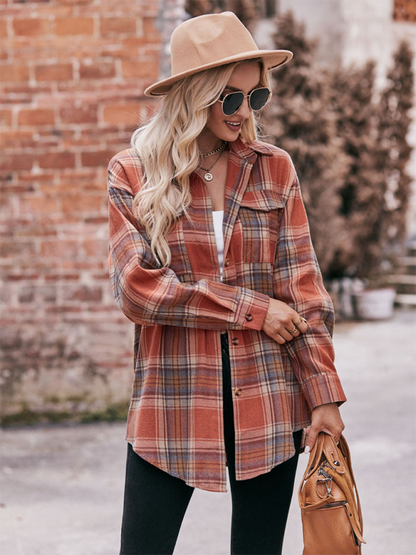 Women's Casual Fashion Oversize Loose Plaid Shirt