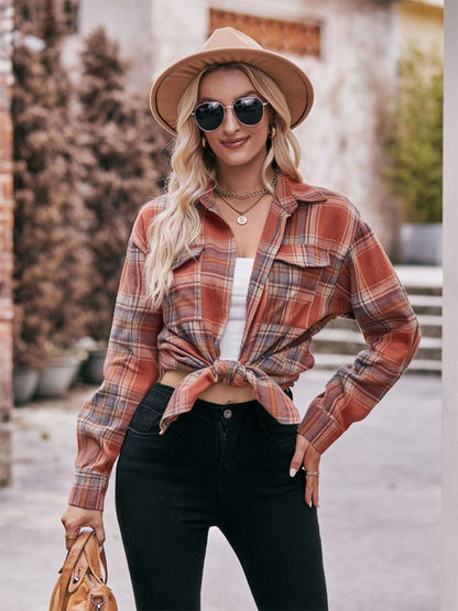 Women's Casual Fashion Oversize Loose Plaid Shirt