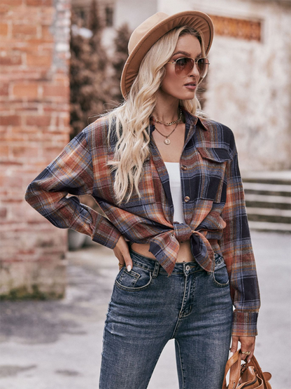 Women's Casual Fashion Oversize Loose Plaid Shirt