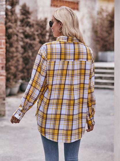 Women's Casual Fashion Oversize Loose Plaid Shirt