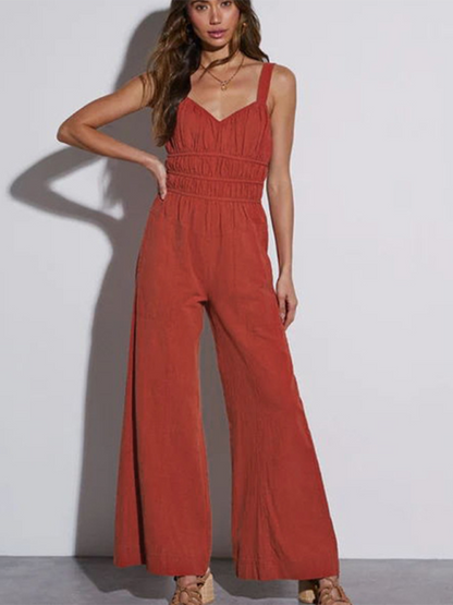 New solid color resort fashion jumpsuit