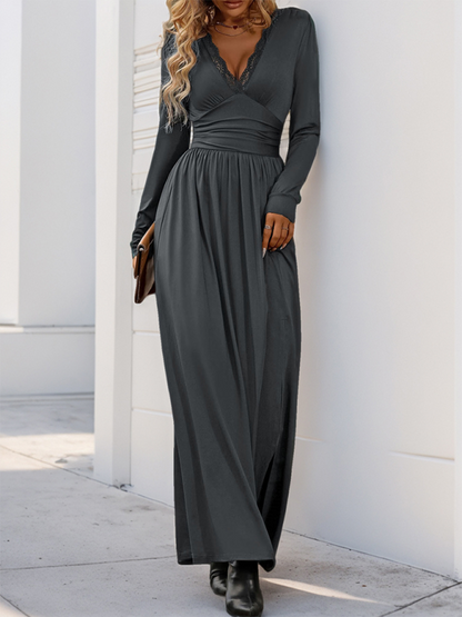 Solid color slit slim dress