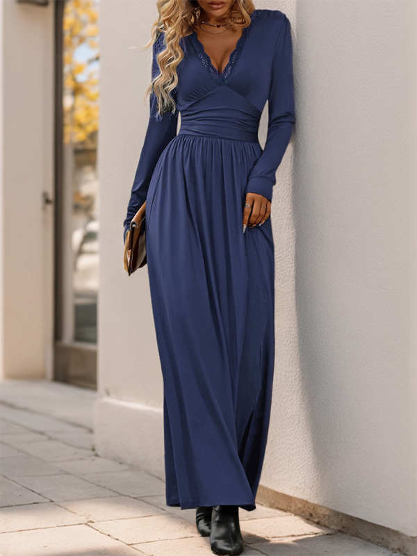 Solid color slit slim dress