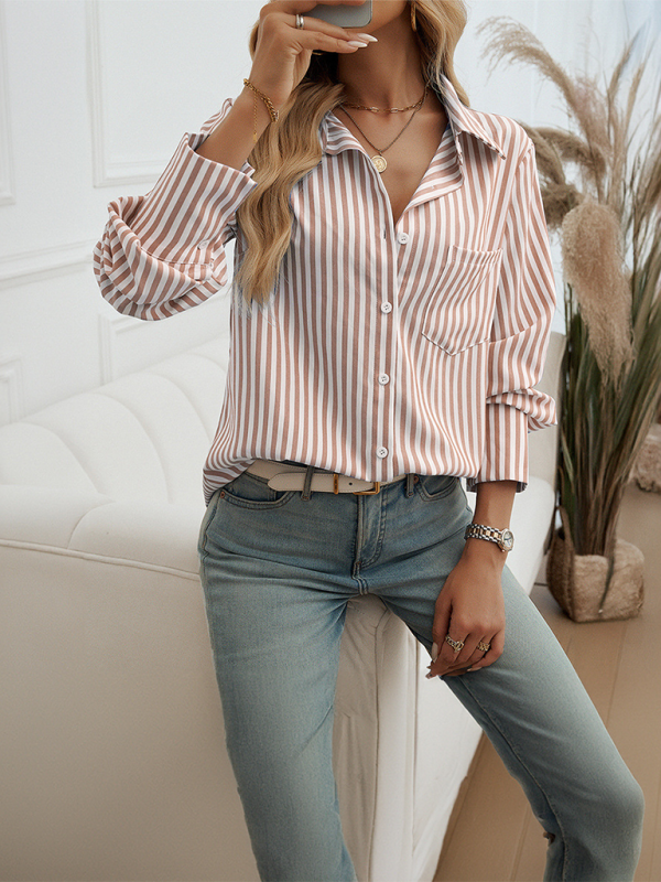 Cardigan Striped Long Sleeve Shirt