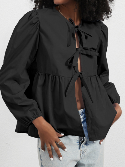 Loose Sweet Lace-Up Shirt Top