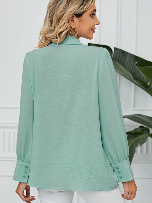 New chiffon loose long-sleeved button-down shirt top