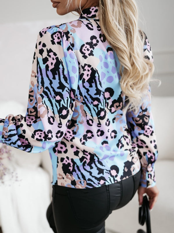 New Fashion Printed Long Sleeve V-Neck Shirt