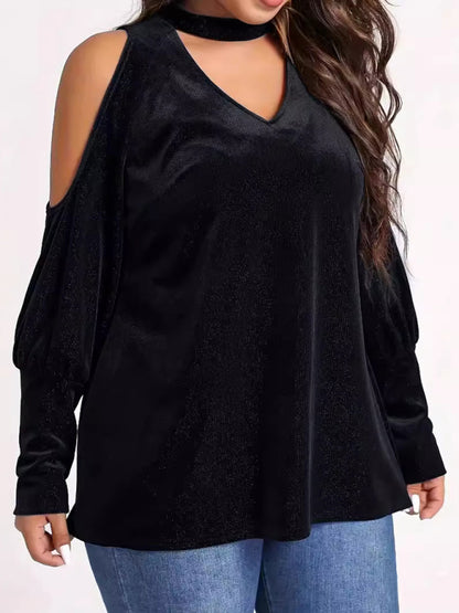 Christmas New Year holiday new style sequined v-neck loose long-sleeved top