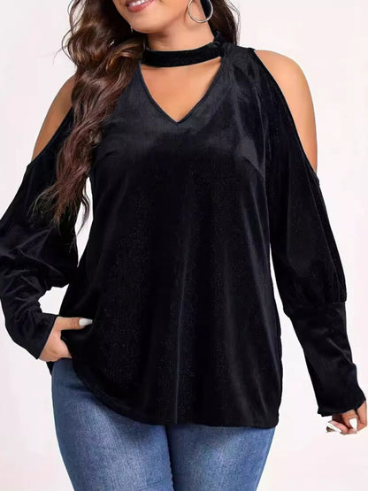 Christmas New Year holiday new style sequined v-neck loose long-sleeved top