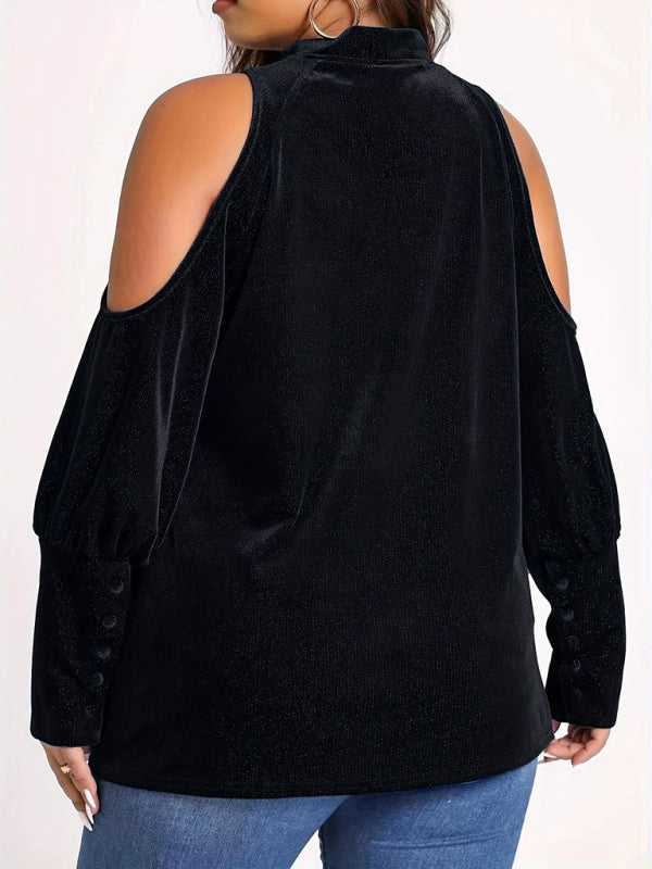 Christmas New Year holiday new style sequined v-neck loose long-sleeved top