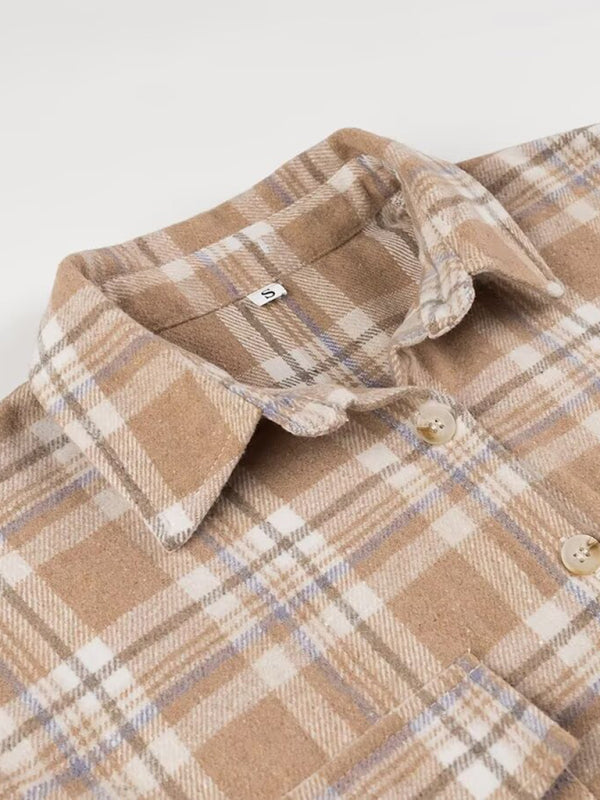 Lapel plaid jacket shirt