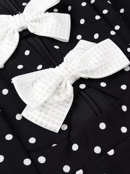 New Bow Polka Dot Dress