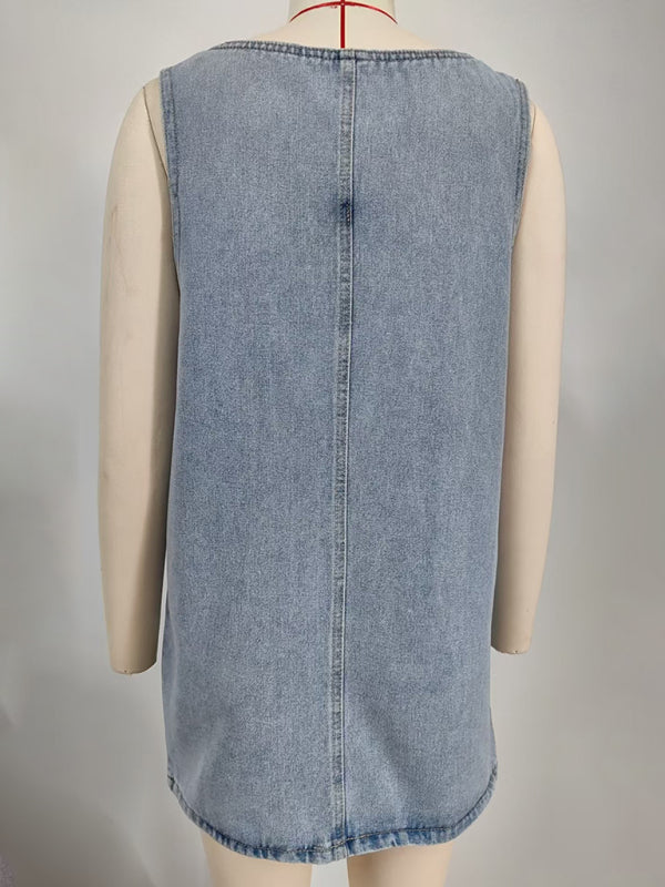 New Washed Denim Overalls Suspender Dress