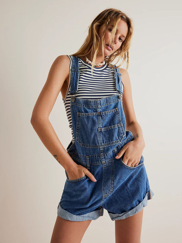 New loose multi-pocket overalls jeans