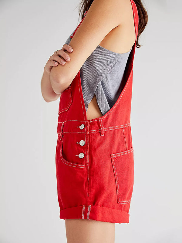 New loose multi-pocket overalls jeans