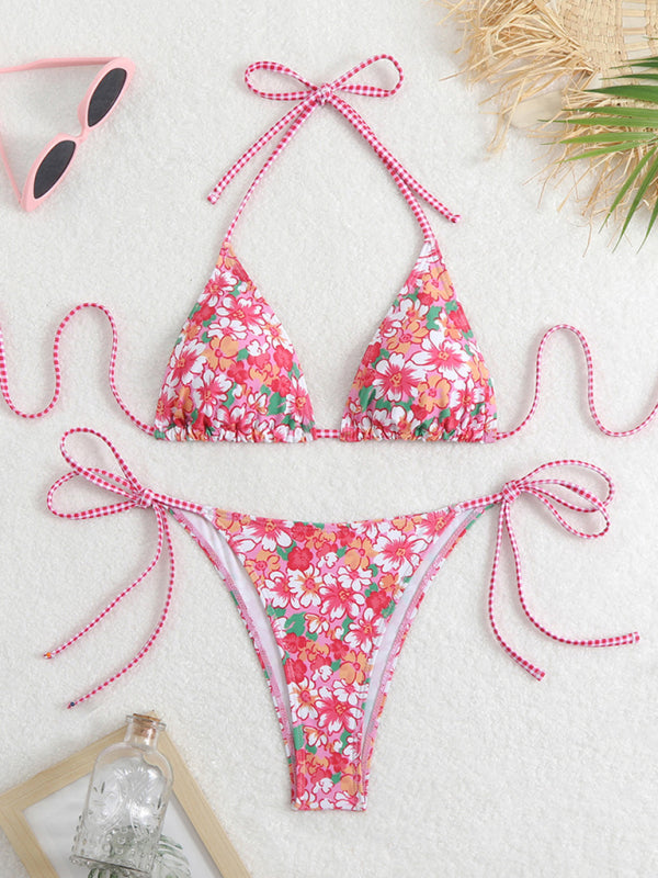 New style printed split bikini triangle lace sexy bikini