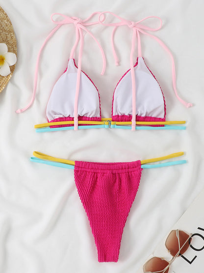 Sexy Thong Two-Piece Swimsuit Colorful Multi-String Swimsuit