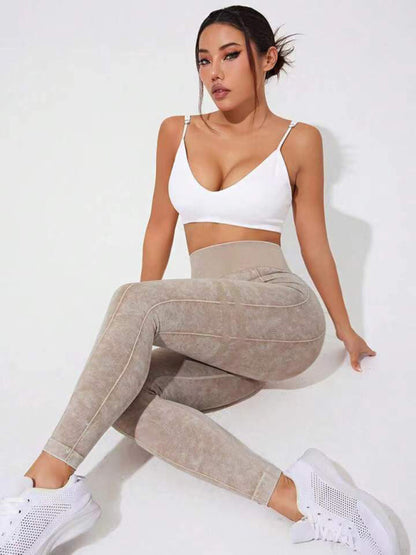 New washed frosted peach hip trousers tights sports trousers leggings