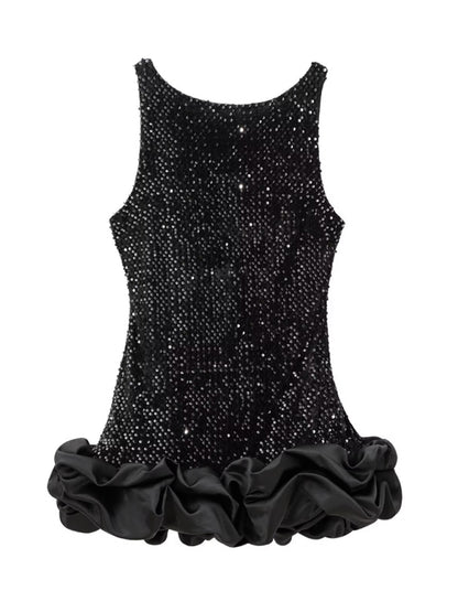 New Fashion Sequin Sleeveless Suspender Short Dress