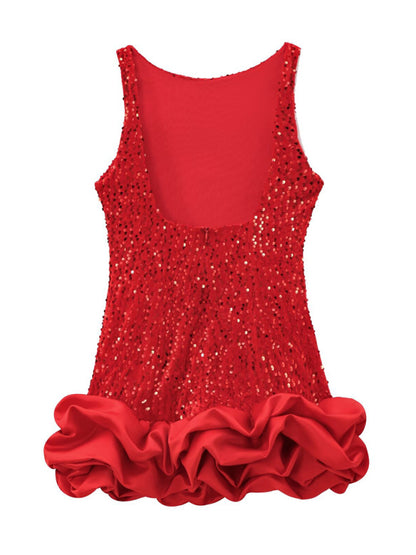 New Fashion Sequin Sleeveless Suspender Short Dress