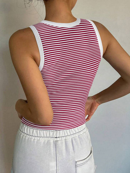 Y2K sexy sweet and spicy knitted striped contrasting top vest bottoming shirt