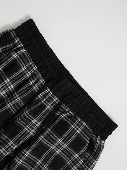 Fashionable daily wear plaid loose casual pants