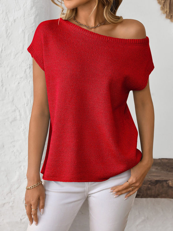 Women's knitted Y2K pullover solid color top