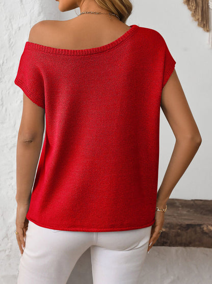 Women's knitted Y2K pullover solid color top