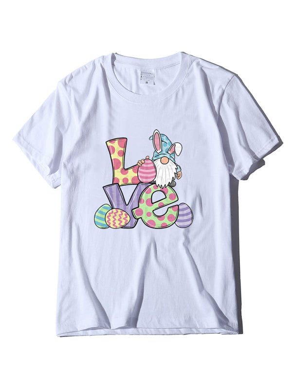 Love Easter pattern round neck short sleeve T-shirt