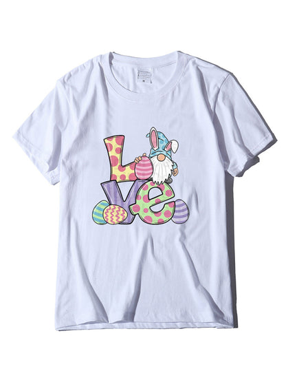 Love Easter pattern round neck short sleeve T-shirt