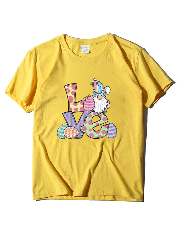 Love Easter pattern round neck short sleeve T-shirt