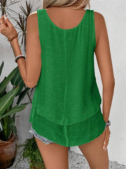 New vest tube top sling sleeveless double layer cake tail T-shirt top