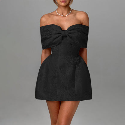 One-shoulder bow sexy backless dress