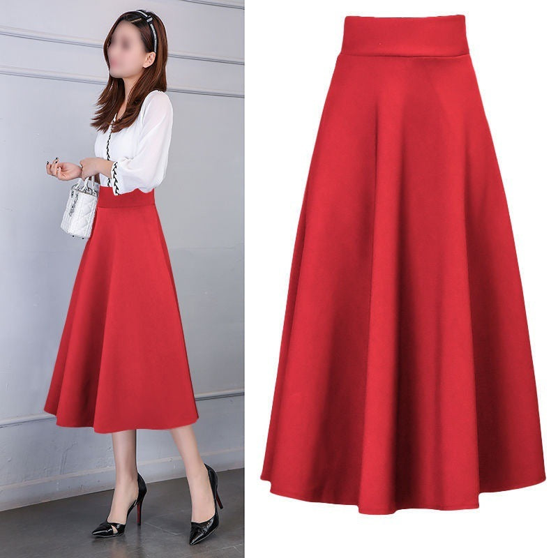 women's waist all-match mid-length skirt