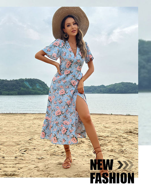 Women's Floral Woven Vacation Dress