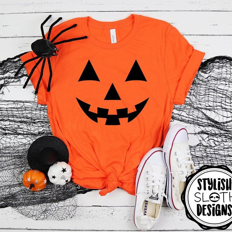 Women Halloween Pumpkin Print Knit Top