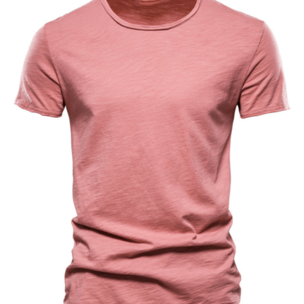 Men's New Solid Color Slub Cotton Round Neck Short Sleeve T-Shirt