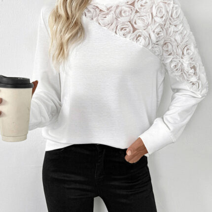 3D floral sweatshirt long-sleeved top
